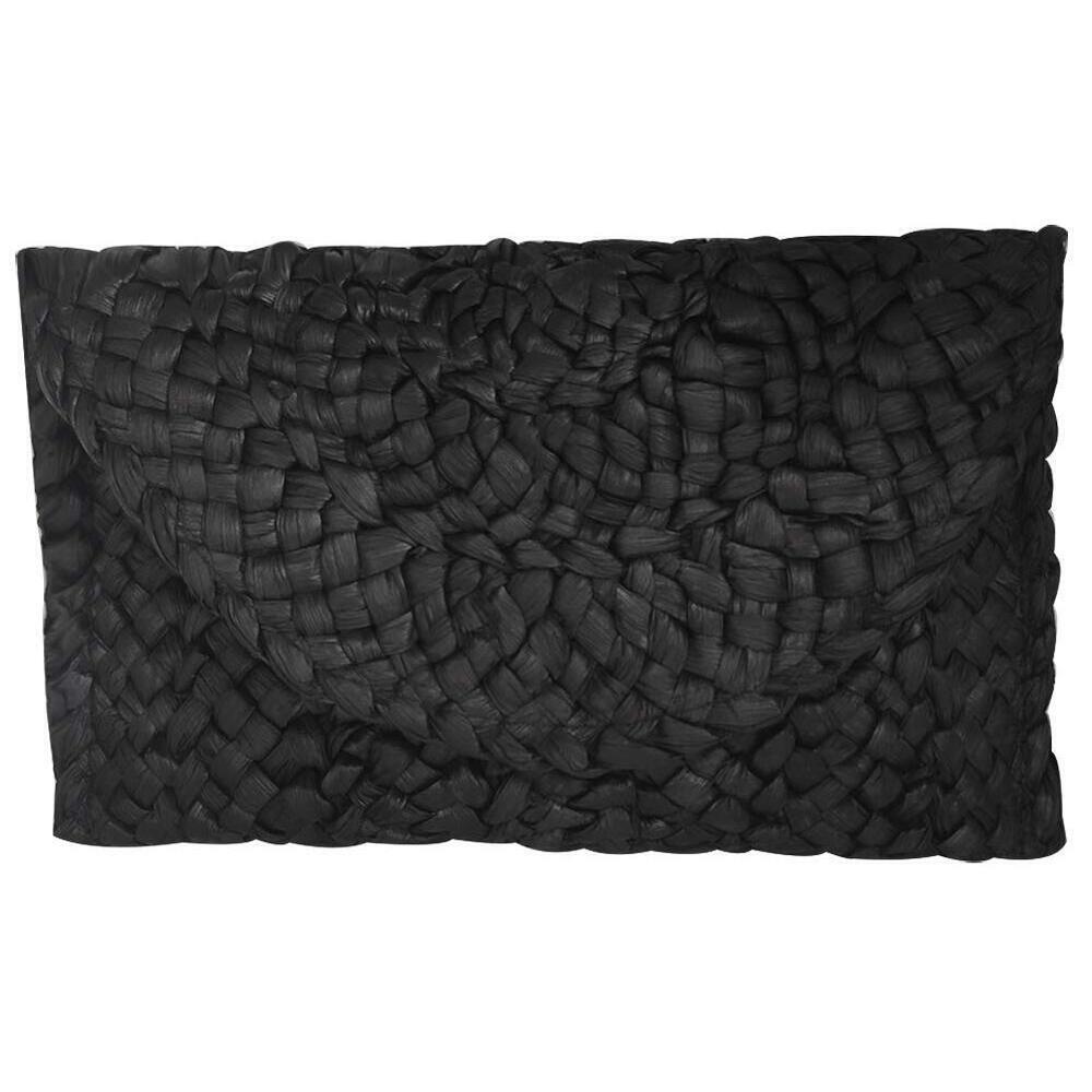 3397 Straw Clutch Handbag Envelope Purse Summer Beach Woven Bag Black